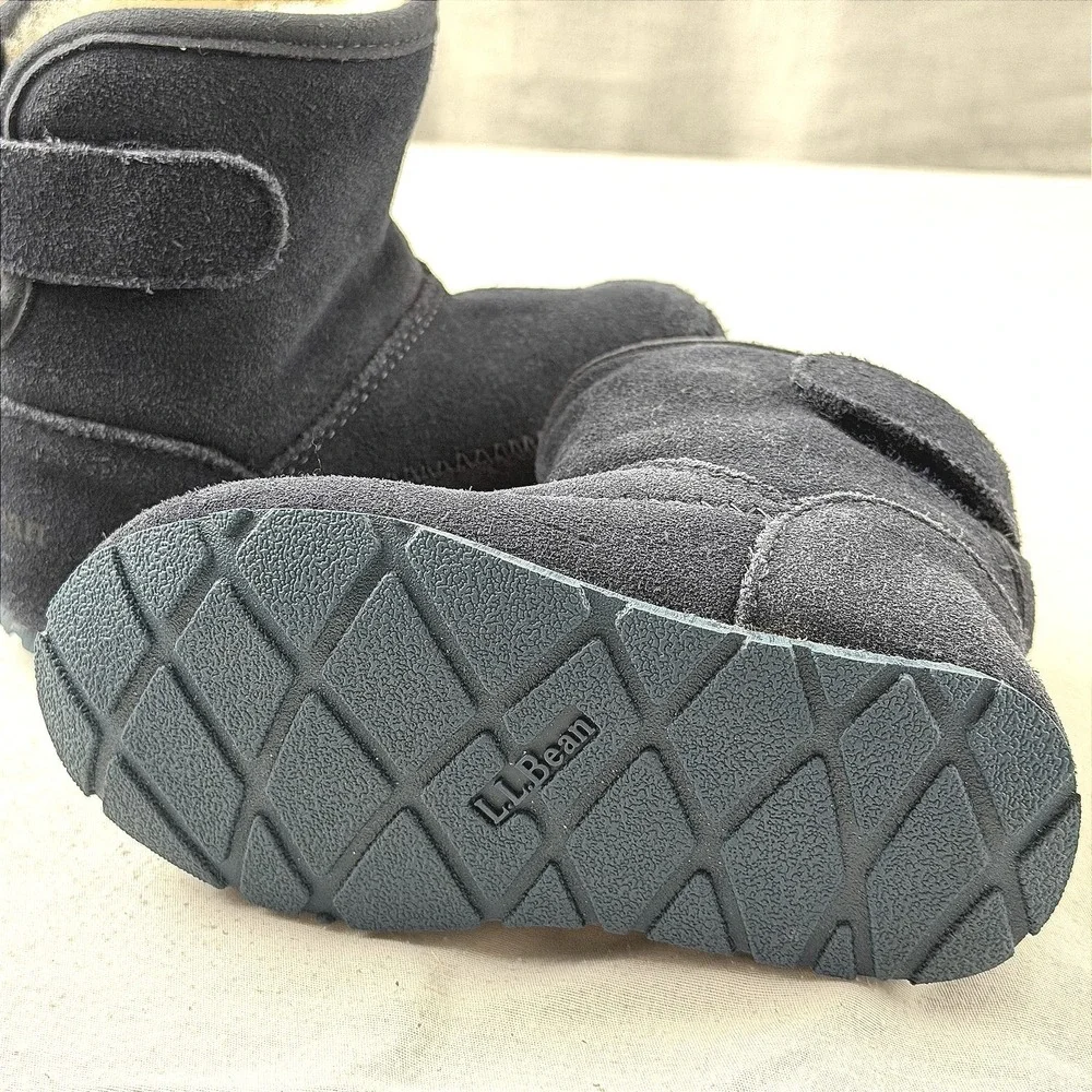LL Bean Kids Navy Suede Shearling Lined Boots Warm Winter Fall Boys L.L. Durable
